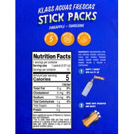 Klass Aguas Frescas | Drink Mix Pineapple Tangerine | Sugar Free! (40 Count Powder Stick Packs)
