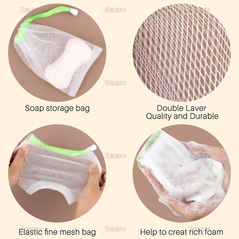 AUEAR, 20 Pack Handmade Soap Exfoliating Mesh Pouch Saver Bag