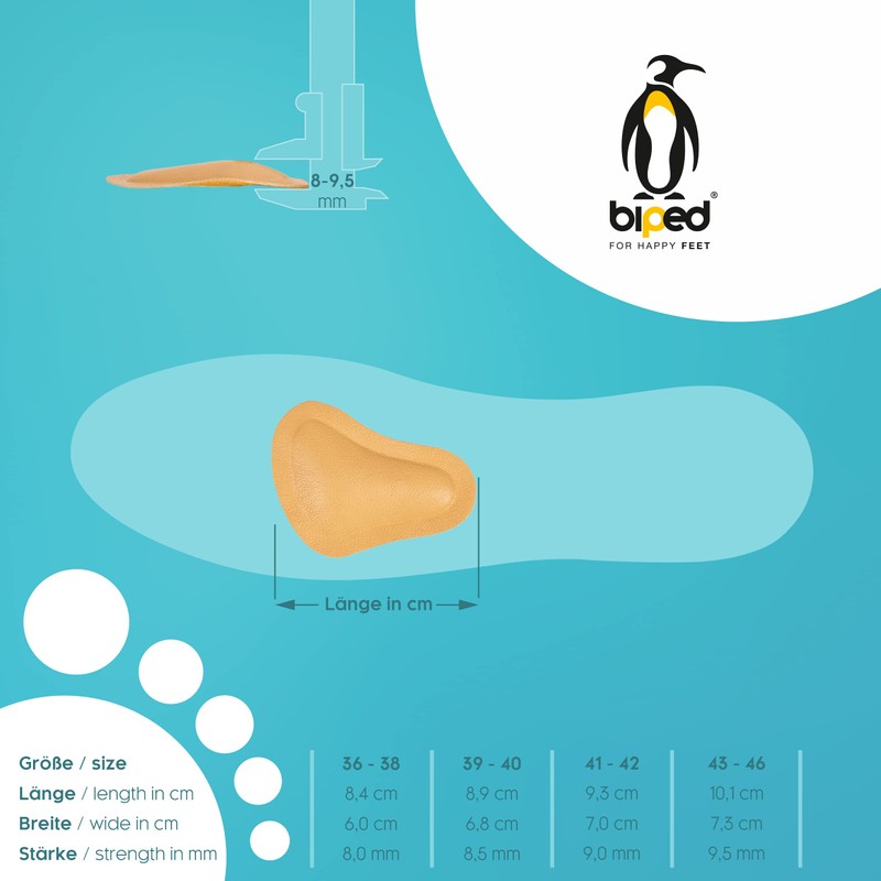 biped Z1780 (43/46) 2 Pairs of Leather Splayfoot Pads, T-Shape