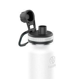 Takeya Originals 32 oz Vacuum Insulated Stainless Steel Water Bottle with Spout Lid, White