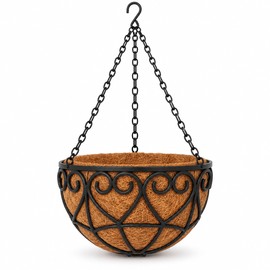 Coconut Brown Hanging Planter Basket for Indoor & Outdoor Plants – Decorative Round Chain Design for Home & Garden