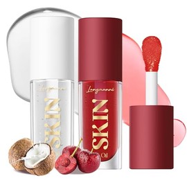 BANGFENG Pack De 2 Unidades Con Cabezal De Pincel Grande. Aceite Labial Hidratante Y Voluminizador Con Tinte, Brillo Labial Hidratante, Bálsamo Labial Transparente, Cuidado Labial, Textura Fresca, Nut
