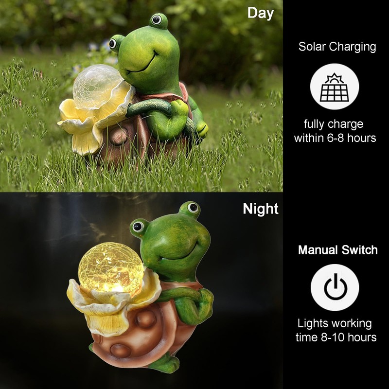 Maikall Rish Solar Garden Turtle Statue with LED Light Decorative