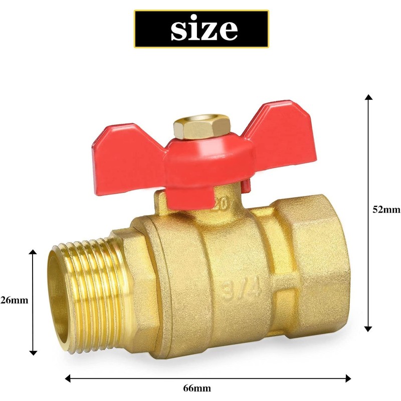 drado Ball Valve Brass 3/4 Inch with Wing Handle, Ball