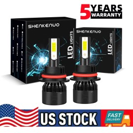 SHENKENUO 2x 9007/HB5 LED Headlight Bulbs Kit White High Lo Beam Light Super Bright