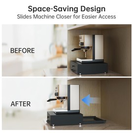 NiHome Acacia Wood Coffee Machine Tray with Pod Drawer, Smooth Wheels Rolling Appliance Slider, Large Drawer for K-Cups, Tea Bags, Under Cabinet Countertop Caddy for Espresso Maker, Blender, Air Fryer