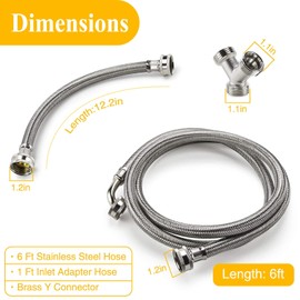 Steam Dryer Hose Installation Kit - 6 Ft 90 Degree Elbow Stainless Steel Hose,1ft Inlet Adapter And Y Connector,Fits All Normal Household Water Supply Lines by TOMOON