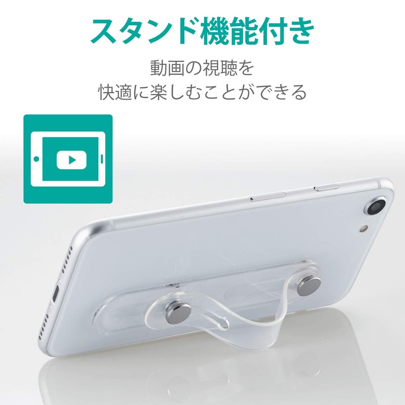 Elecom P-STBCLCR Smartphone Band, Fall Prevention, Soft Material, Clear