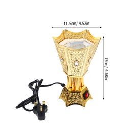 SEWACC Arabian Incense Burner Bakhoor Electric Incense Burner Desktop Plug in Metal Censer Burner for Home Office Yoga Room Decor (Golden, UK Plug)