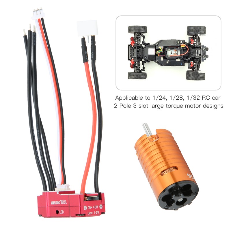 1410 Brushless Motor 18A Red ESC Set RC Car Replacement