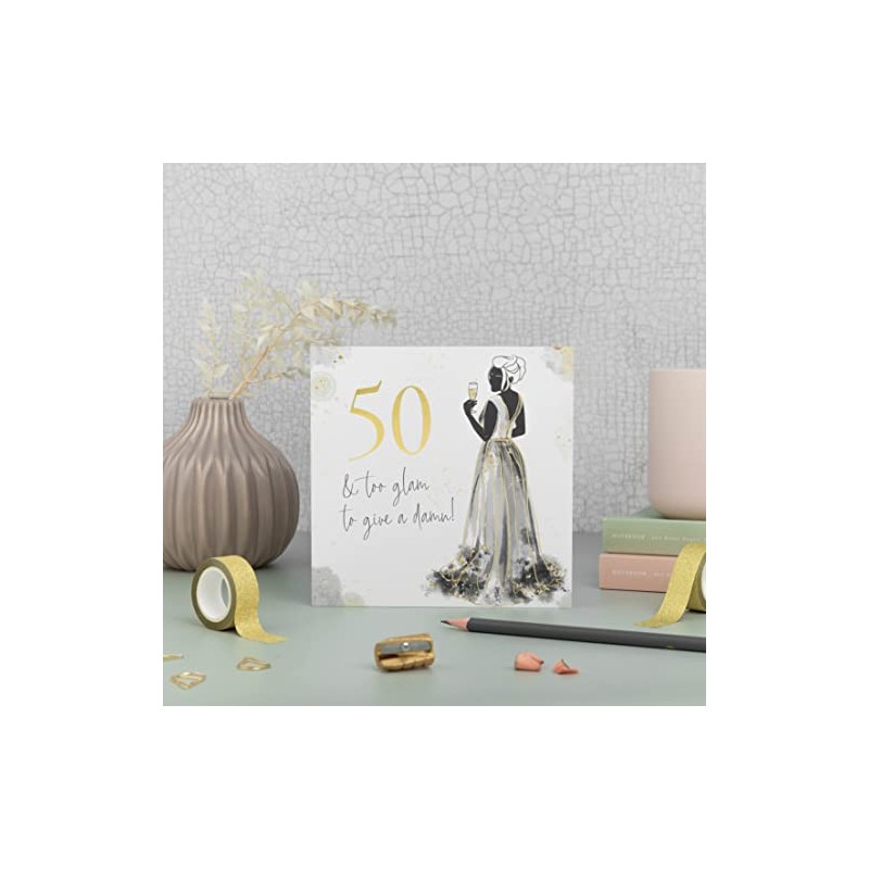 Ruby Ashley 50th Birthday Card Women. Luxury Gold Foil Card.