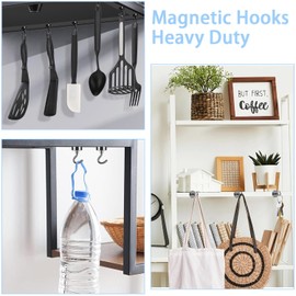 L0famy 8PCS Magnetic Hooks 35lbs Pull, 20mm Neodymium Strong Magnets, Heavy Duty Magnets with Hooks for Hanging, Black Magnet Hooks for Cruise Ships, Office, Kitchen, Camping
