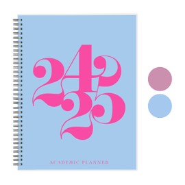 Riley's Planner 2024-2025 Academic Year, 18-Month Curly Weekly Planner - Playful Weekly & Monthly Agenda Planner, Soft Cover, Notes Pages, Twin-Wire Binding (8.5 x 11 inch, Light Blue)