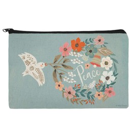 Christmas Peace Wreath Dove Bell Makeup Cosmetic Bag Organizer Pouch