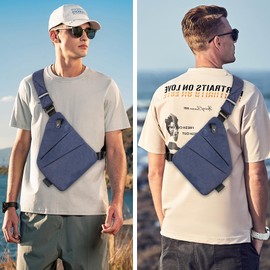 Fantysancket Anti Theft Crossbody Travel Bag for Women Men,Multi-pocket Crossbody Bag,Slim Sling Bag with Adjustable Strap (Blue-Left Shoulder)