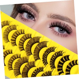 FRCOLOR 10 Pairs False Lashes Set Natural Look Kiss Lashes Eyelashes Extensions for Women Girls
