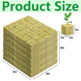 120Pcs Rockwool Grow Cubes - 1inch Stonewool Starter Plugs for Rapid Plant Growth - Starter Cubes Plugs with Holes for Hydroponic, Seeds Germination and Soilless Growing