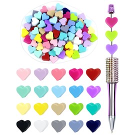 80PCS FIVEIZERO Focal Beads,Heart Beads,Heart-Shaped Silicone Beads for Keychain, Pens and Bracelets Making, Silicone Focal Beads for DIY Crafting