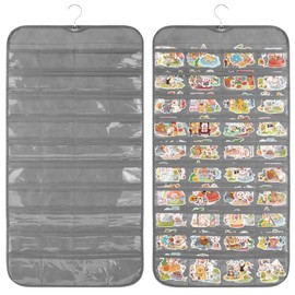 KKONHII 2 Pcs Hanging Sticker Display Organizer, Portable Double-Sided 320 Pocket Sticker Storage Wall-Hanging Felt Sticker Holder for Vendors, Collectors, Scrapbooking and Crafters, Gray