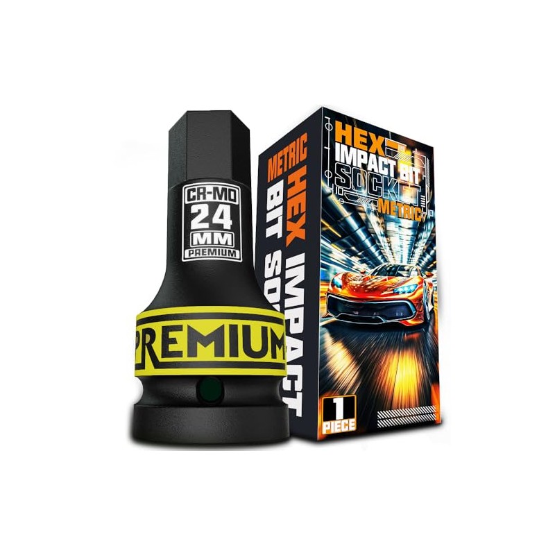 Aiourx 3/4" Drive Hex Bit Metric Socket H24 mm, Premium