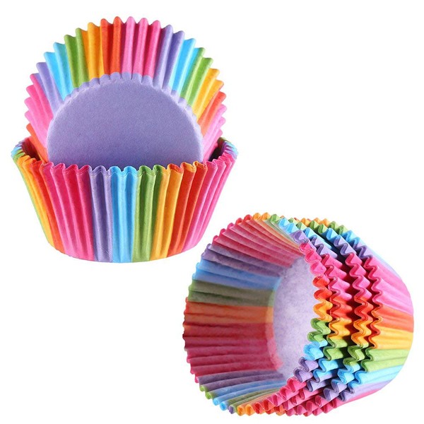 CCINEE 200 PCS Rainbow Cupcake Cases Muffin Cupcake Wrapper Paper Cases for Wedding,Birthday.