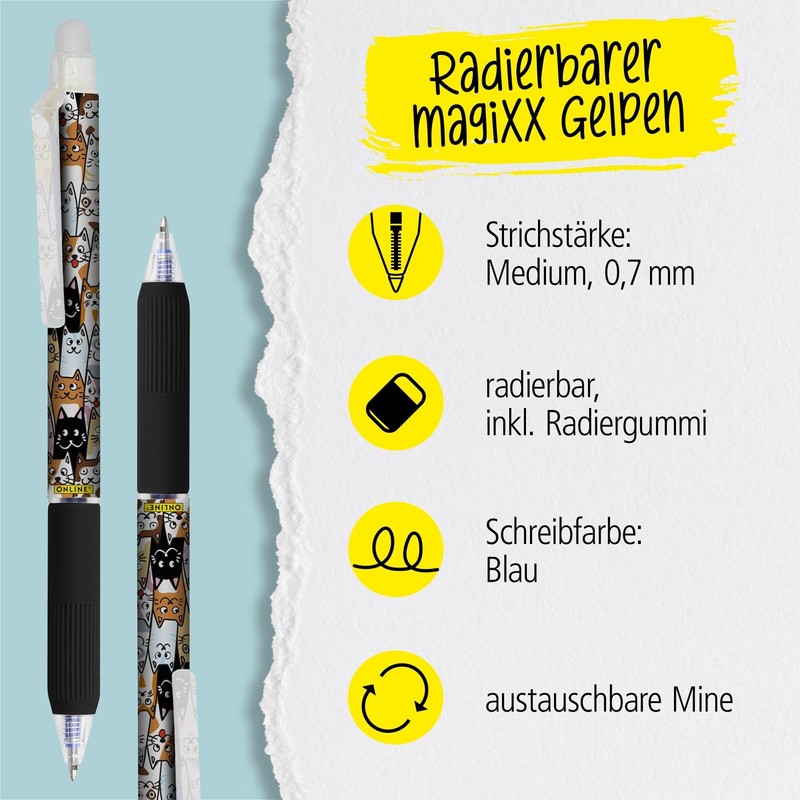 Online magiXX Cat Erasable Pen Blue Erasable with 0.7 mm
