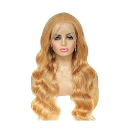 Lakaisa Lace Front Wig Human Hair Wig Body Wave Wig #27 Blonde Wig 13 x 1 HD Lace Wig Natural Brazilian Remy Hair Pre Plucked Natural Hairline with Baby Hair No Tangle for Women 26 Inches (66 cm)