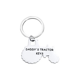 MYOSPARK Daddy's Tractor Keys Gifts Farm Tractor Keychain Tractor Shape Keyring Farming Gift for Dad Grandpa Uncle (CA Daddy's Tractor Key)