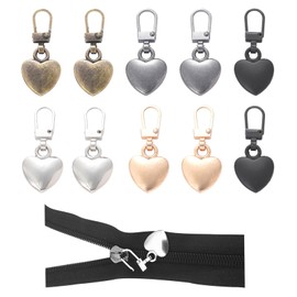 Zipper Pull Replacement,10 Pcs Metal Zip Puller Replacement,Heart Shape Zipper Pulls,Removable Zip Replacement,Suitable for Coats Jackets Jeans Luggage Clothes Replacement Zipper Pulls