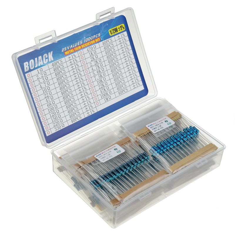 BOJACK Resistor Assortment Kit 1 Ohm - 1M Ohm 1/2W
