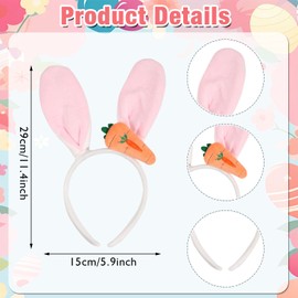 TAXTYHRE Pack of 2 Rabbit Ears Headbands, Easter Rabbit Ears, Plush Easter Bunny Ears, Easter Carnival Accessories, for Children Adults Easter Party Birthday Costume Cosplay
