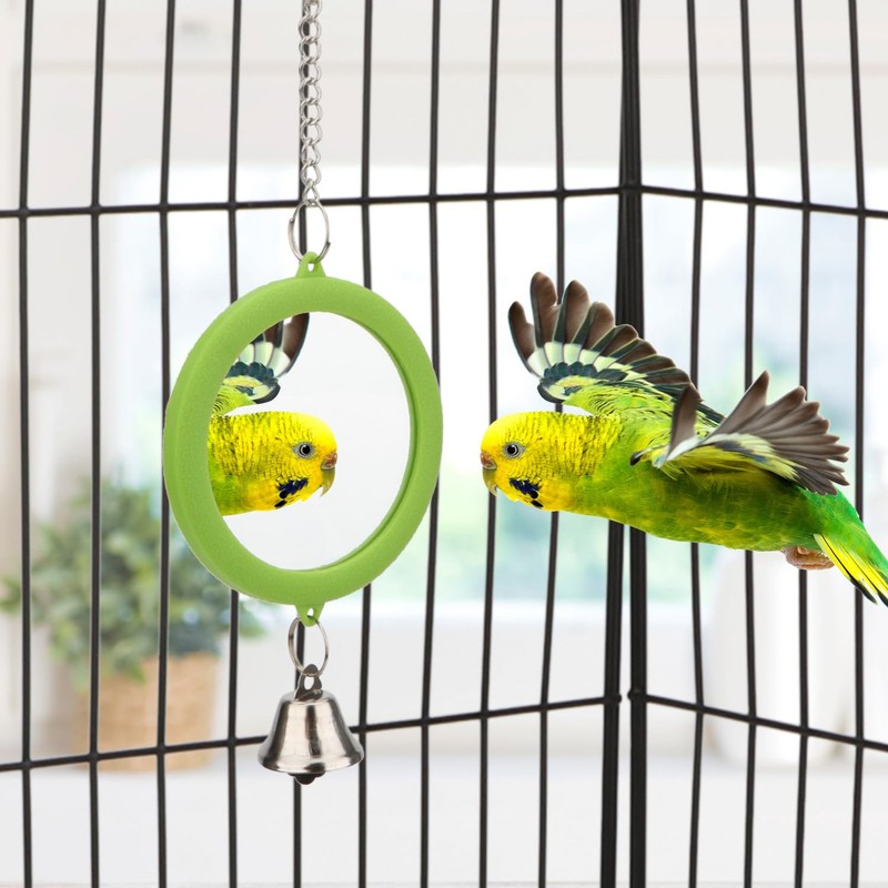 Hypeety Pet Bird Mirror with Bell Interactive Parrot Toy Bird