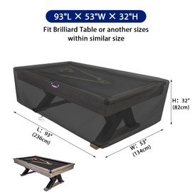 Agustone Pool Table Cover 7 Feet Billiard Table Cover Waterproof for 7/8/9 Ft Snooker Pool Table Heavy Duty Cover Indoor Protection-93 x53 x32 inchs