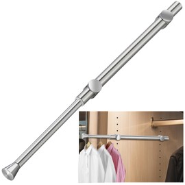 12" Valet Rod for Closet Pull Out, Adjustable Expandable Stainless Steel Valet Rod, Heavy Duty Slide-Out Closet Rod for Hanging Clothes, Suits & Freshly Pressed Items, Silver
