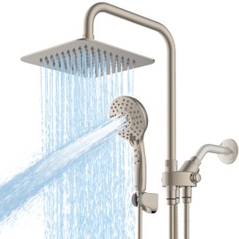 Ryamen - Combo de Cabezal de Ducha Doble de 8", Cabezal de Ducha de Lluvia con Ducha de Mano, 6 Configuraciones de Rociado, Cabezal de Ducha de Mano c