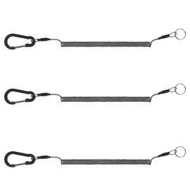 Pack of 3 spiral cable, coiled cable, spiral keyring, outdoor spiral cable, elastic fishing lanyards, lanyard, retractable safety rope, fishing rod retaining rope, safety rope