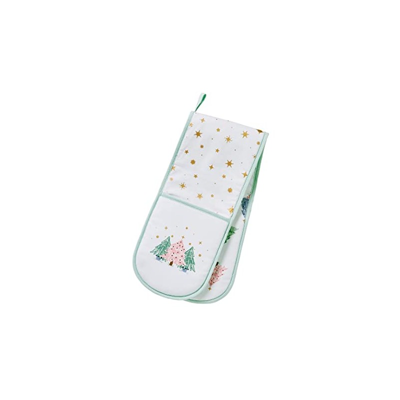 Christmas Textiles Frosty Trees Recycled Double Oven Glove