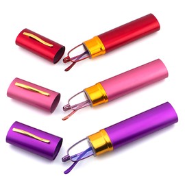 SOPHILY 3 Pack Slim Pocket Reading Glasses for Men Women Blue Light Blocking Compact Readers Spring Hinge Metal Frame Eyeglasses with Portable Pen Clip Tube Case (Red Pink Purple,2.50)