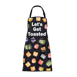 ENSIANTH Funny Baking Apron Let's Get Toasted Apron with Pockets Toast Gifts for Toast Lovers Cooking Kitchen Apron Jelly Lovers Gifts (toast apron)
