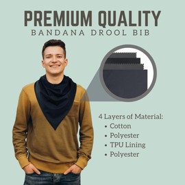 Modaliv Premium Adult Gender Neutral Bandana Bibs & Drool Bibs For Frequent Drooling & Accidental Spills - Stain Hiding & Absorbent Bib Adult Bibs with 4-layers - Gift for Women & Men (Large)
