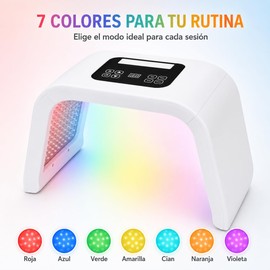 Máscara LED Facial 7 Colores, Dispositivo de Fototerapia para Cuidado de la Piel en Casa, Ayuda a Mejorar el Aspecto de Arrugas y Acné, Terapia de Luz LED para Rejuvenecimiento Facial, Incluye Gafas Protectoras