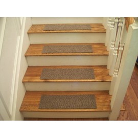 Essential Carpet Stair Treads - Style: Berber - Color: Beige Gray - Size: 24" x 8" - Set of 15