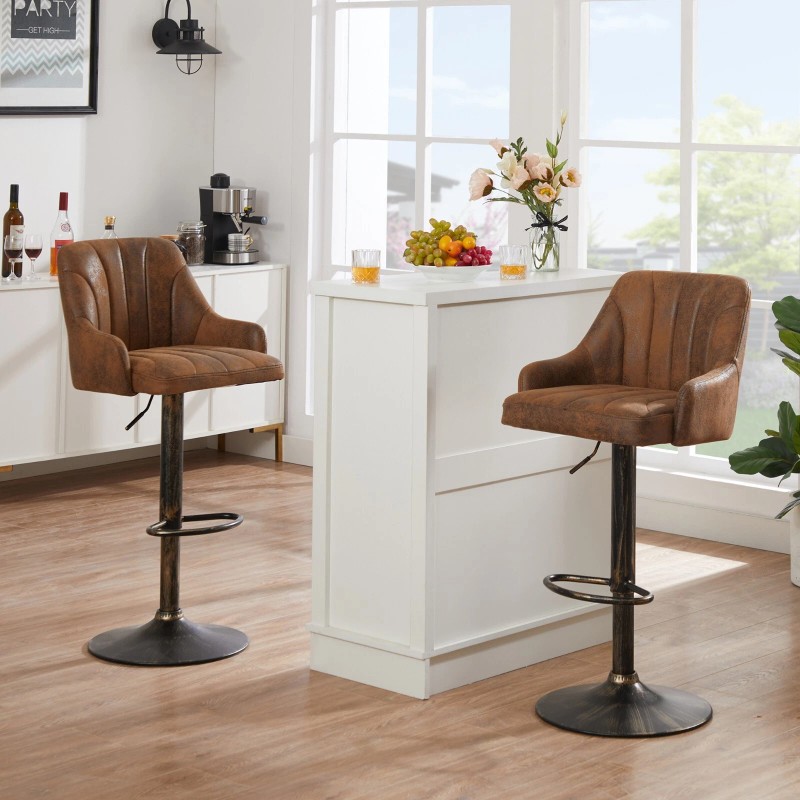 VECELO Bar Stools Set of 2 Adjustable Counter Kitchen Dining