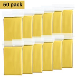 Chumia 50 Pieces Emergency Thermal Blanket Bulk 83 x 63 Gigantic Foil Space Blankets for Survival Reflective Blanket Gift for Homeless Camping Gear First Aid Hiking Outdoor(Gold)