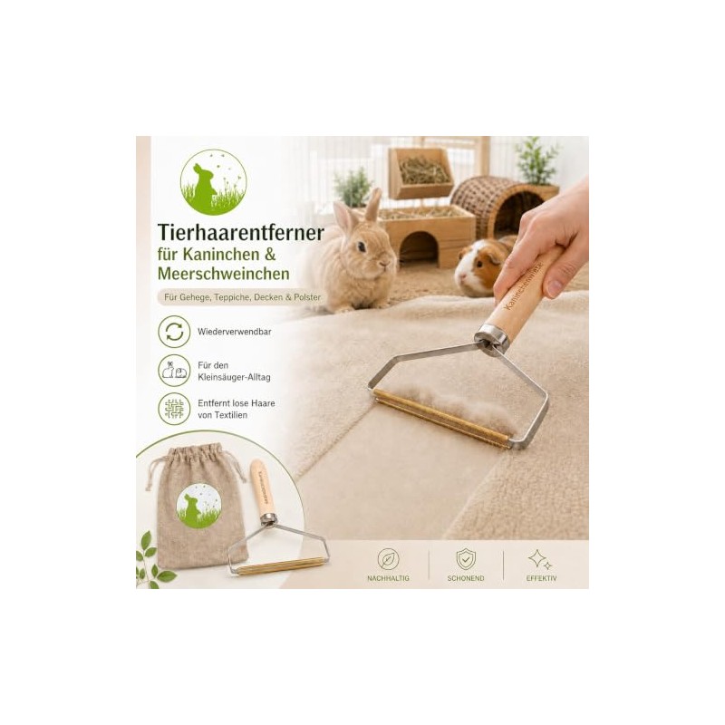 Effective Wooden Pet Hair Remover for Rabbits & Guinea Pigs