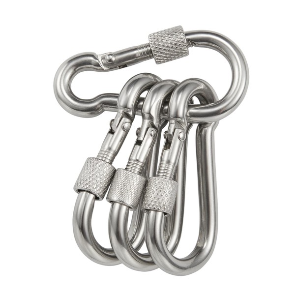 Flag Pole Ring Carabiner Clips with Locking Nut, 4 Pcs