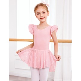 Zaclotre Girls Ruffle Sleeve Ballet Leotard with Skirt Criss-Cross Back Dance Dresses Outfit