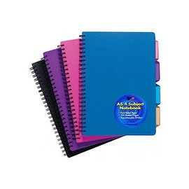A5 Wirebound Project Notebook with 3 Moveable Internal Dividers – 100 Sheets = 200 Pages – Ruled – Size 210 mm x 148 mm – Available in Pink, Blue, Black, Purple by Tiger