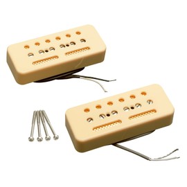 JIUWU 2pcs Guitar Single Coil Pickup Set 50/52mm Middle Bridge Guitar Pickup Kit for ST Style Musical Accessories Parts (Yellow)