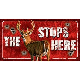 Desperate Enterprises The Buck Stops Here Tin Sign, 16"W x 8.5"H